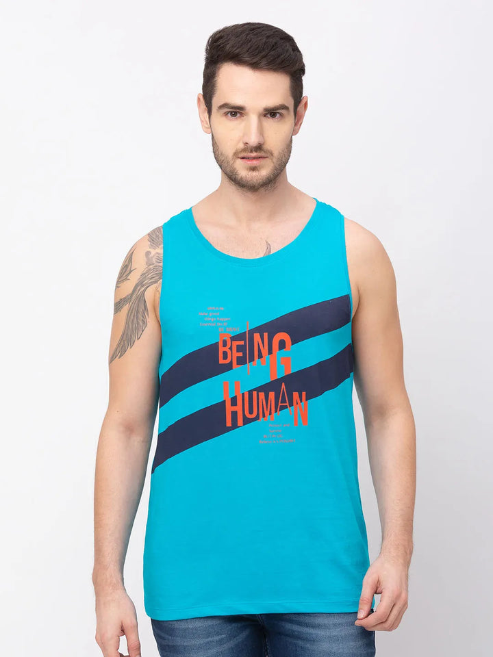 Blue Sleeveless Men's T-Shirt by Being Human Clothing