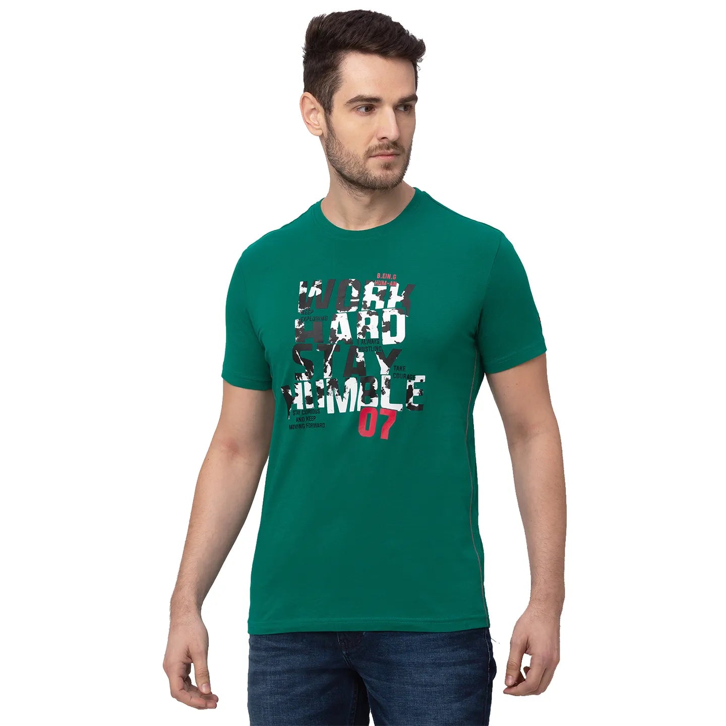 Green Regular Fit Men's Short Sleeves T-Shirt by Being Human Clothing