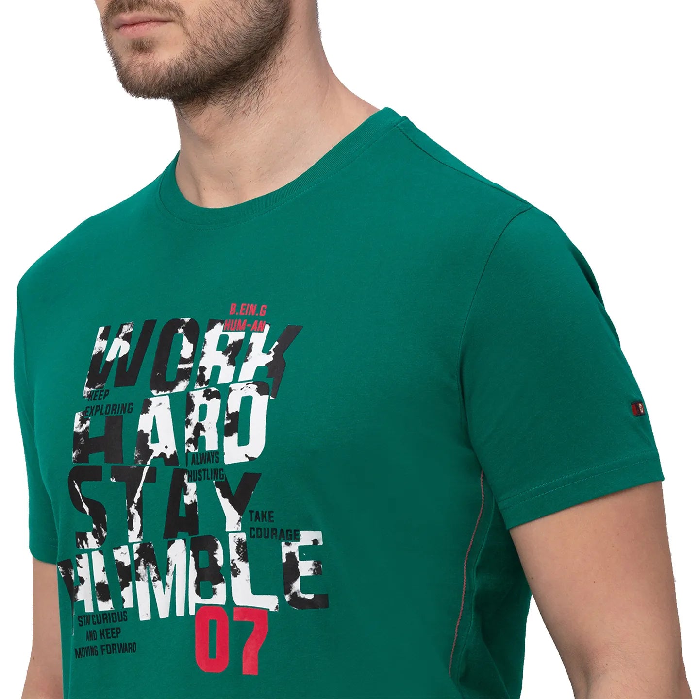 Green Regular Fit Men's Short Sleeves T-Shirt by Being Human Clothing
