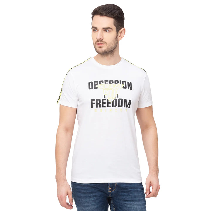 White Regular Fit Men's Short Sleeves T-Shirt by Being Human Clothing