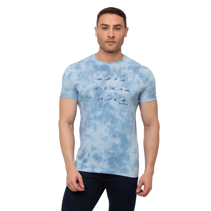 Blue Regular Fit Men's Short Sleeves T-Shirt by Being Human Clothing