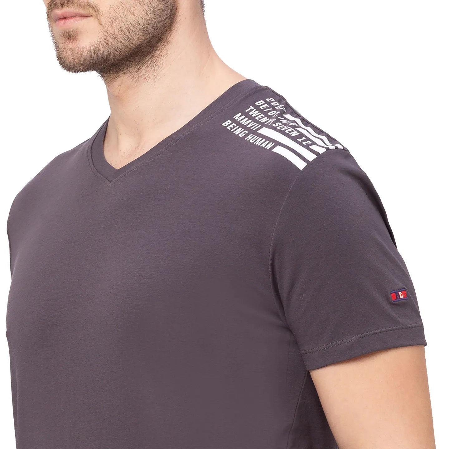 Grey Regular Fit Men's Short Sleeves T-Shirt by Being Human Clothing