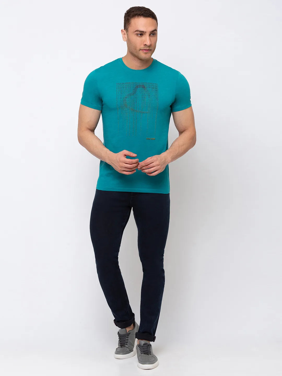 Green Regular Fit Men's Short Sleeves T-Shirt by Being Human Clothing