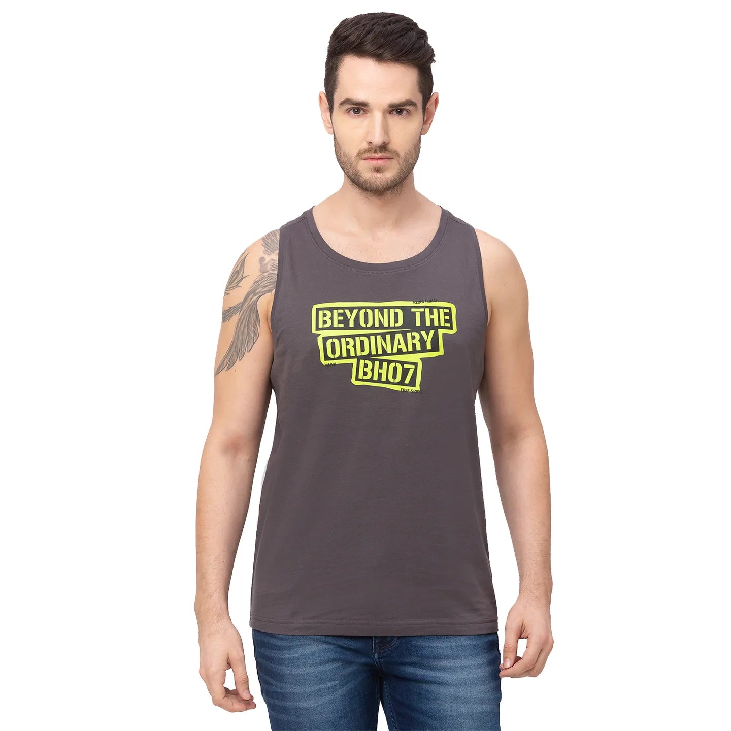 Charcoal Regular Fit Round Neck Men's T-Shirt by Being Human Clothing