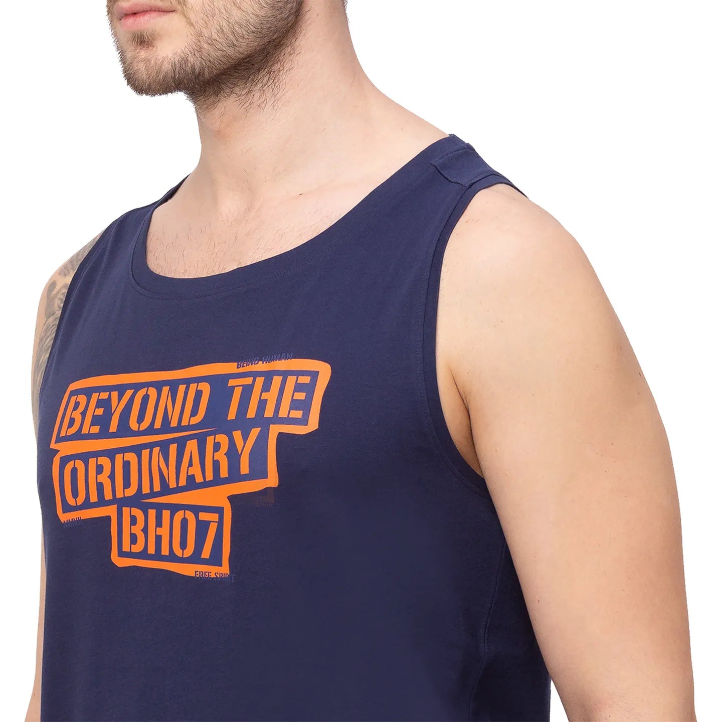 Navy Regular Fit Round Neck Men's T-Shirt by Being Human Clothing