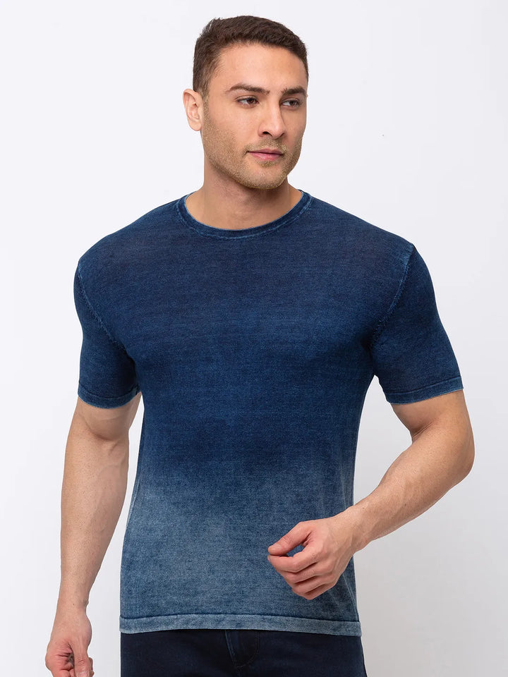 Blue Regular Fit Men's Short Sleeves T-Shirt by Being Human Clothing