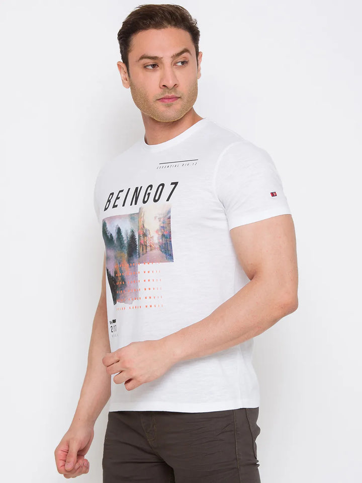 White Regular Fit Men's Short Sleeves T-Shirt by Being Human Clothing