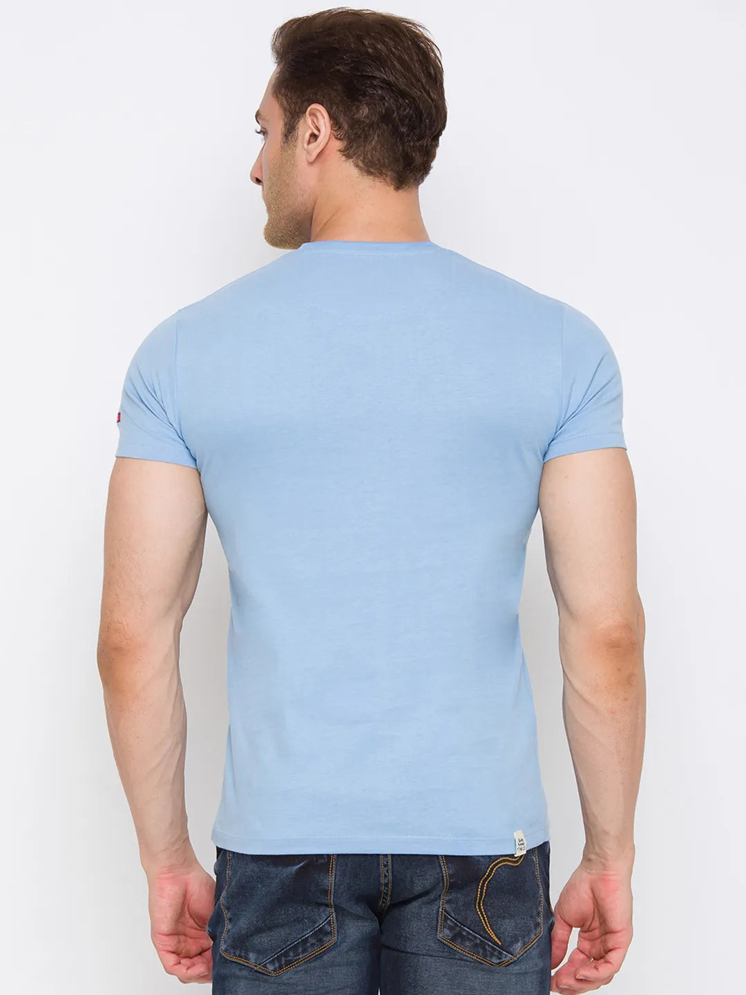 Blue Regular Fit Round Neck Men's T-Shirt by Being Human Clothing