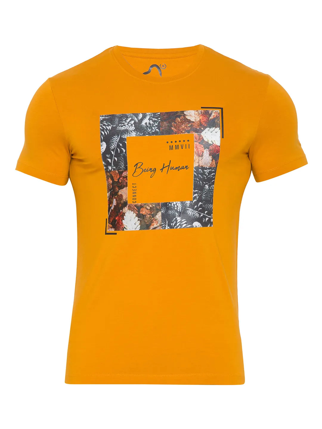 Ocher Regular Fit Round Neck Men's T-Shirt by Being Human Clothing