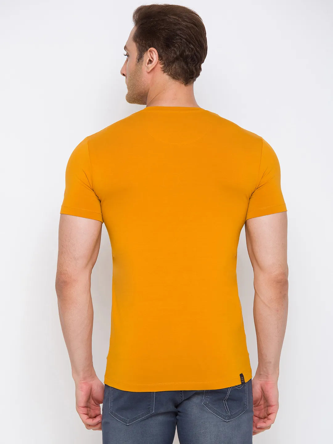 Ocher Regular Fit Round Neck Men's T-Shirt by Being Human Clothing