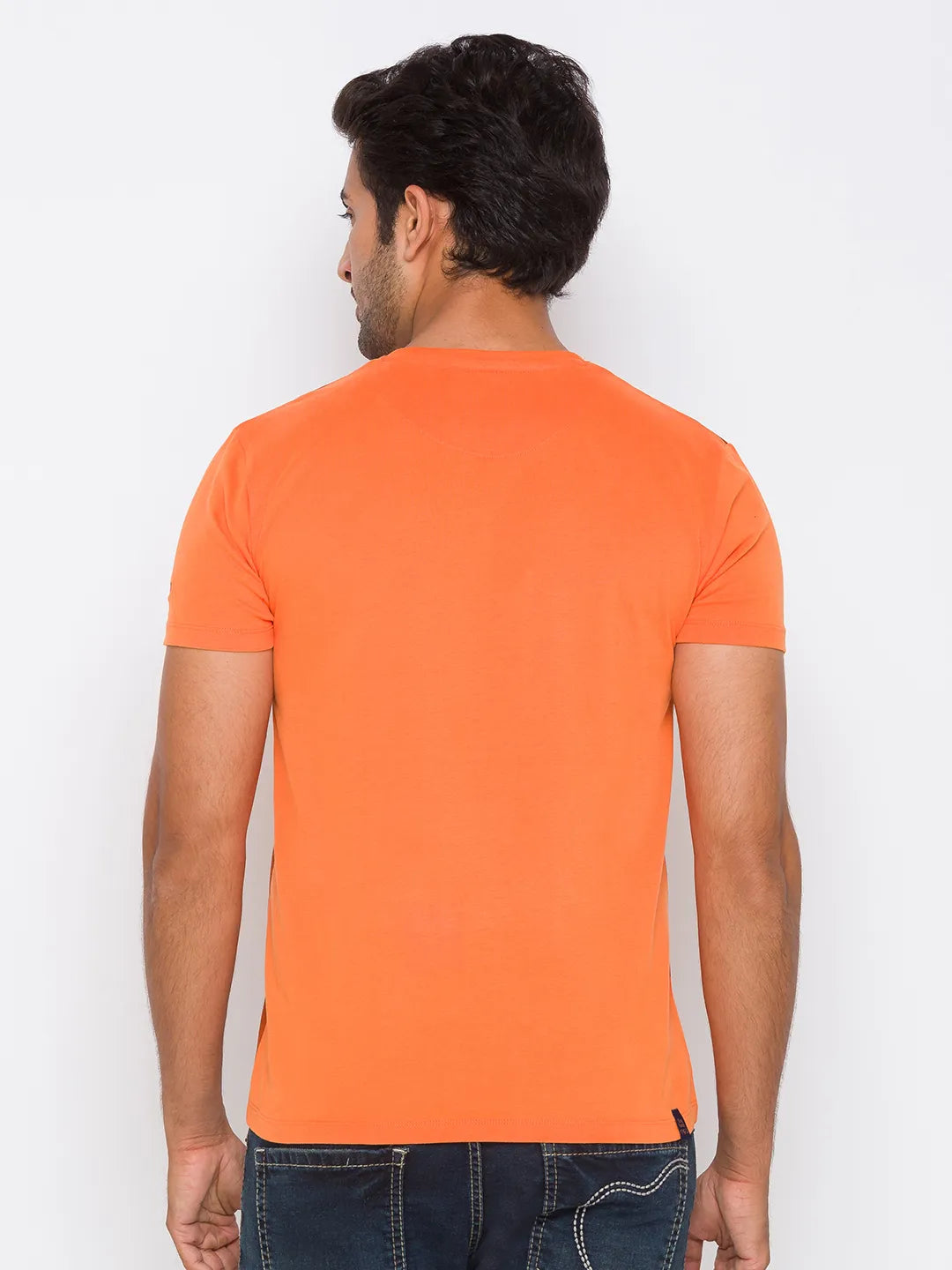 Orange Regular Fit Round Neck Men's T-Shirt by Being Human Clothing