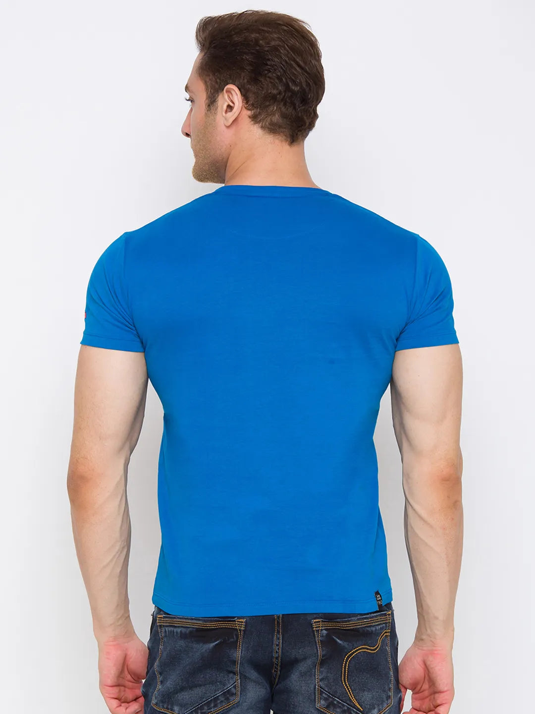 Blue Regular Fit Round Neck Men's T-Shirt by Being Human Clothing