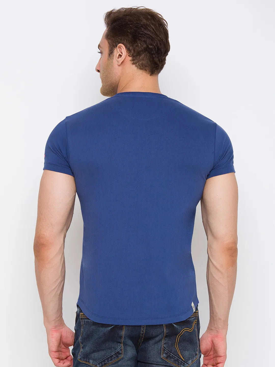 Navy Regular Fit Round Neck Men's T-Shirt by Being Human Clothing