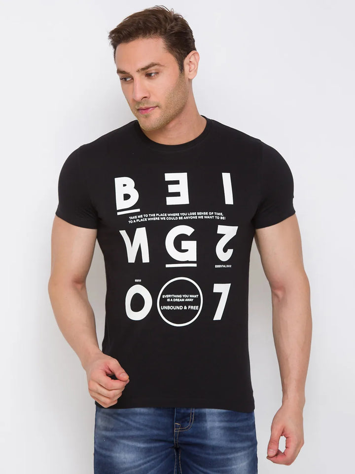 Black Regular Fit Men's Short Sleeves T-Shirt by Being Human Clothing
