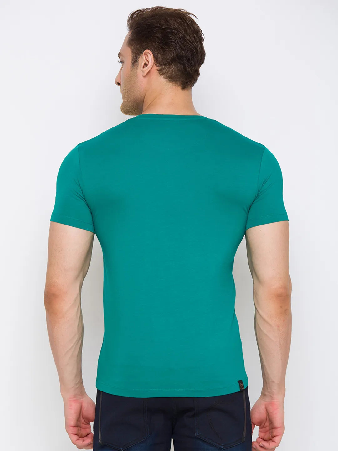 Green Regular Fit Round Neck Men's T-Shirt by Being Human Clothing