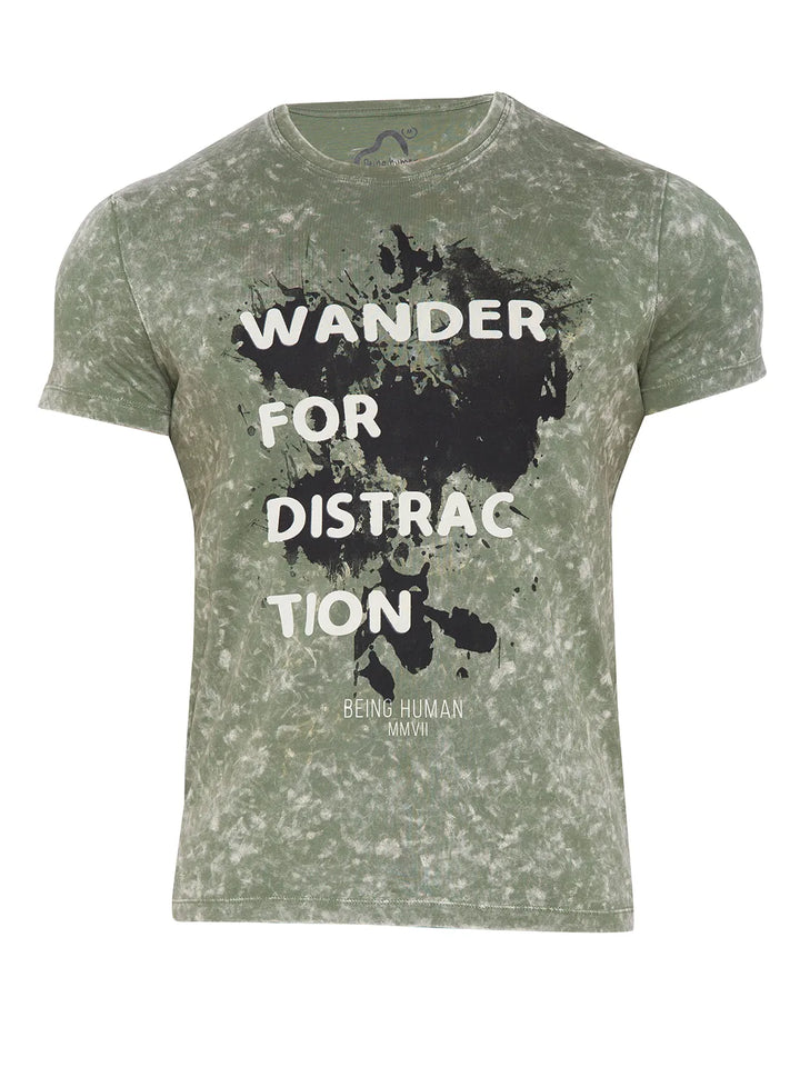 Green Regular Fit Men's Short Sleeves T-Shirt by Being Human Clothing