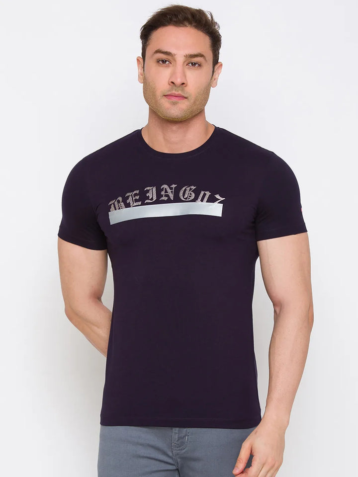 Navy Regular Fit Round Neck Men's T-Shirt by Being Human Clothing