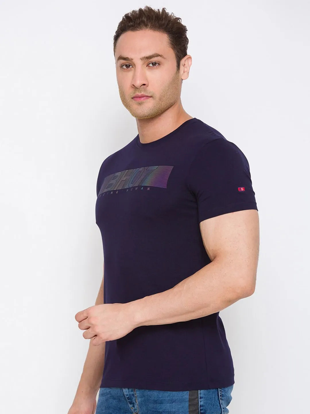 Blue Regular Fit Men's Short Sleeves T-Shirt by Being Human Clothing