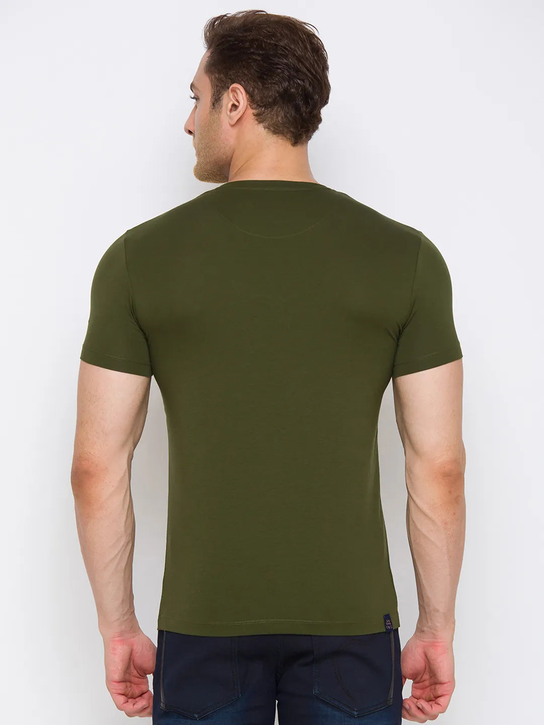 Olive Regular Fit Round Neck Men's T-Shirt by Being Human Clothing