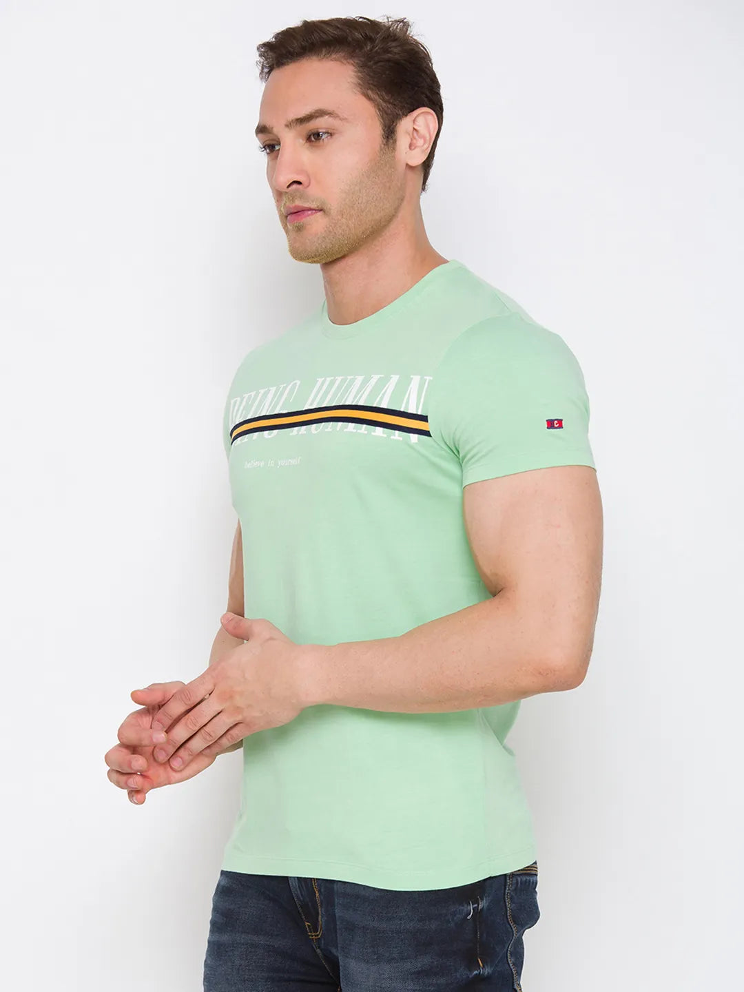 Mint Green Regular Fit Round Neck Men's T-Shirt by Being Human Clothing