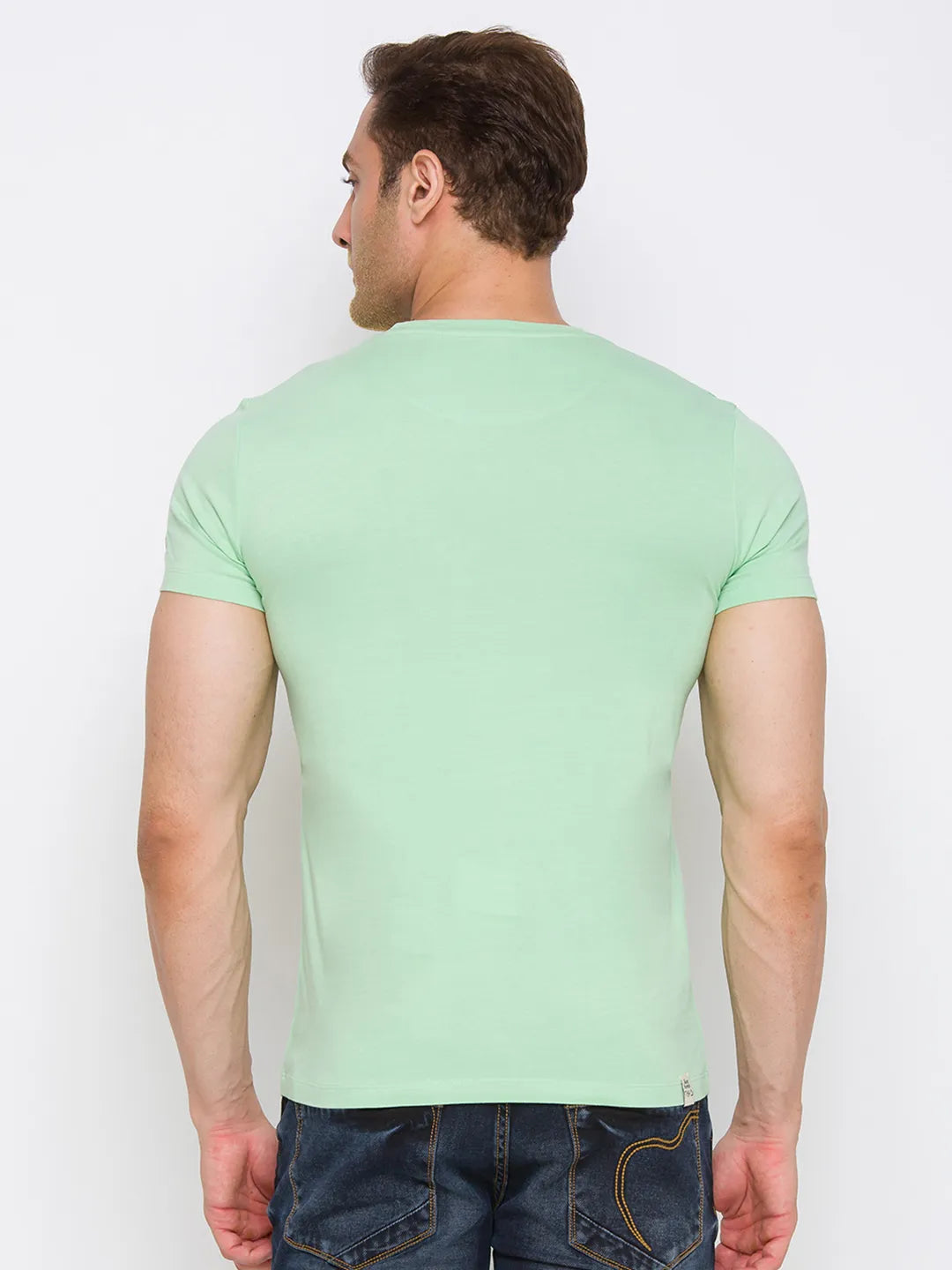Mint Green Regular Fit Round Neck Men's T-Shirt by Being Human Clothing