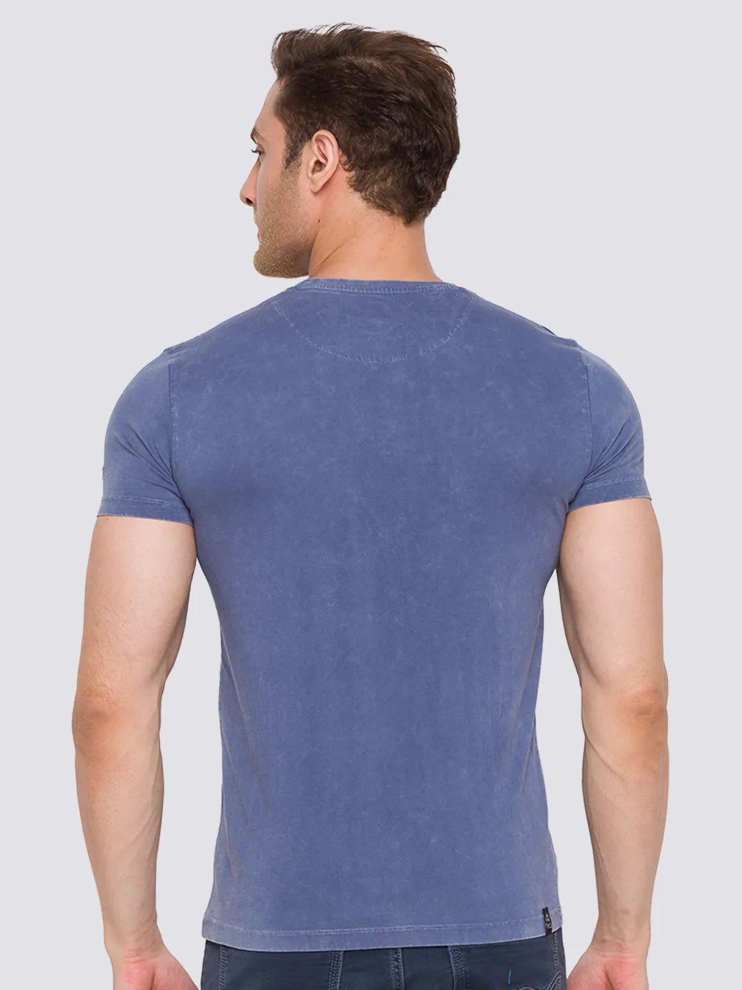 Being Human Clothing Men Slim Fit Crew Neck T-Shirts-Vintage Blue