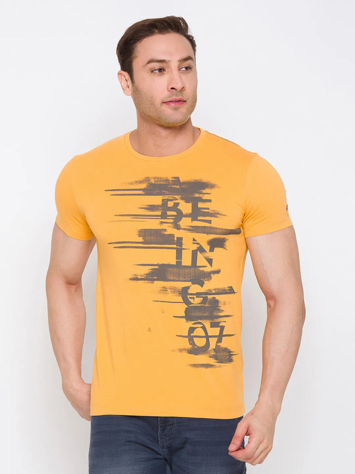 Yellow Regular Fit Men's Short Sleeves T-Shirt by Being Human Clothing