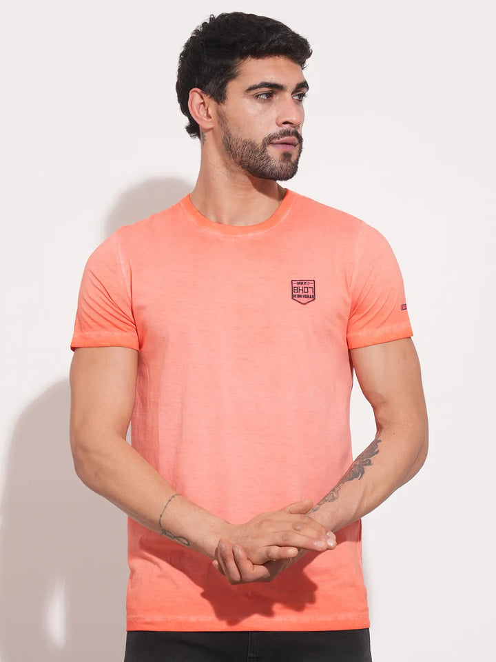 Coral Slim Fit Men's Short Sleeves T-Shirt by Being Human Clothing