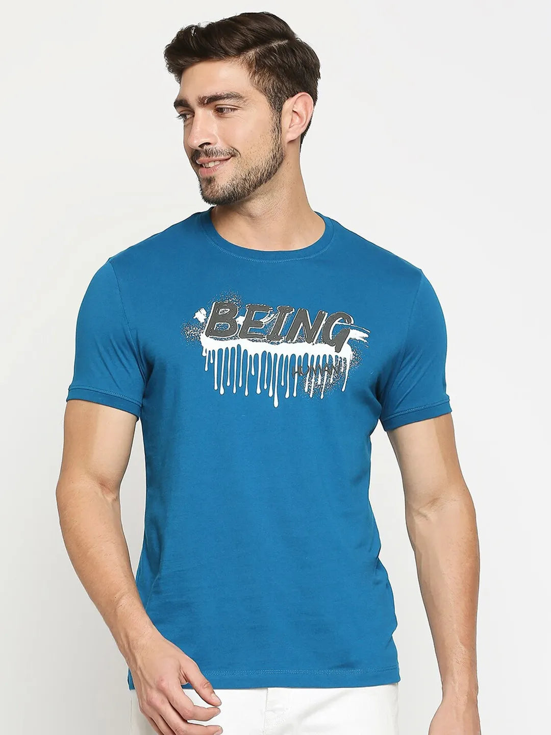 Green Regular Fit Men's Short Sleeves T-Shirt by Being Human Clothing