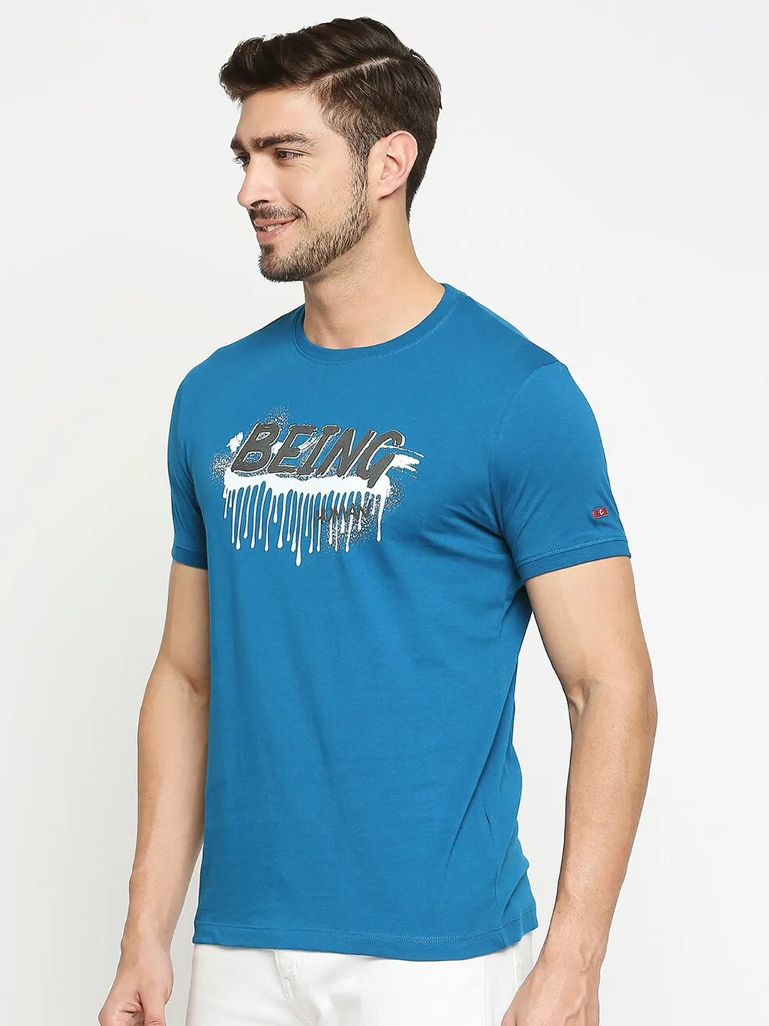 Green Regular Fit Men's Short Sleeves T-Shirt by Being Human Clothing