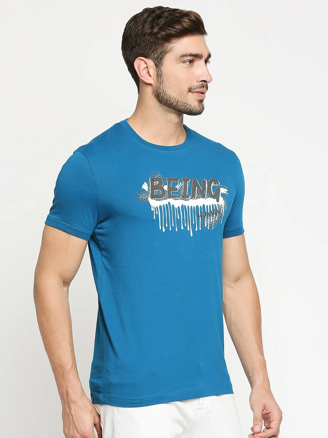 Green Regular Fit Men's Short Sleeves T-Shirt by Being Human Clothing