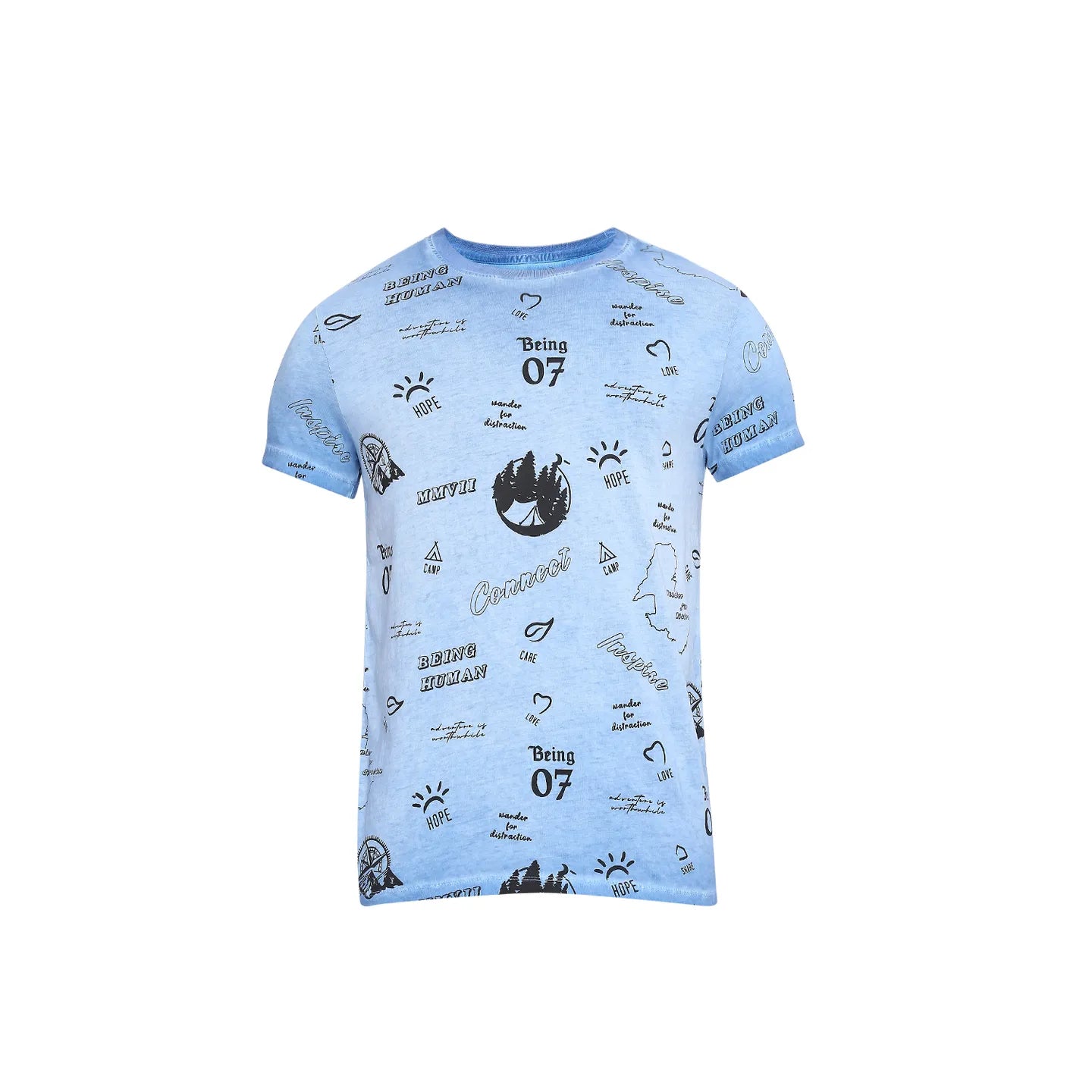 Blue Slim Straight Fit Men's Short Sleeves T-Shirt by Being Human Clothing