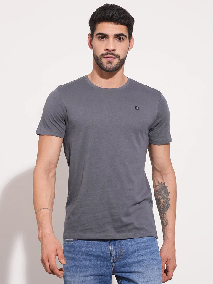 Navy Regular Fit Round Neck Men's T-Shirt by Being Human Clothing