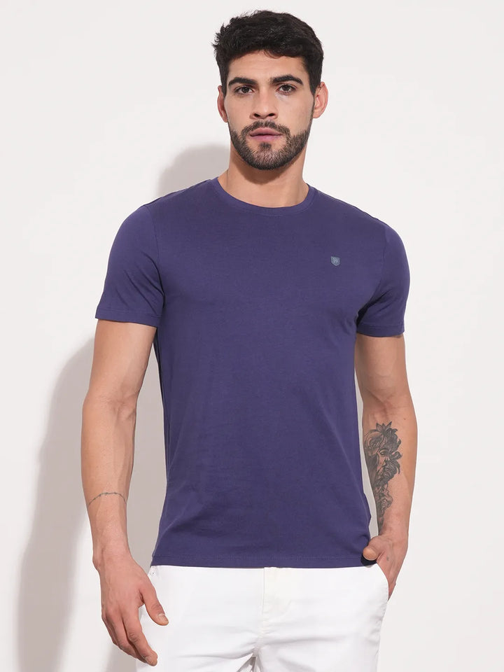 Navy Regular Fit Round Neck Men's T-Shirt by Being Human Clothing