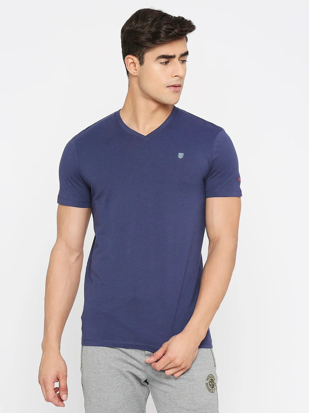 Navy Regular Fit V Neck Men's T-Shirt by Being Human Clothing
