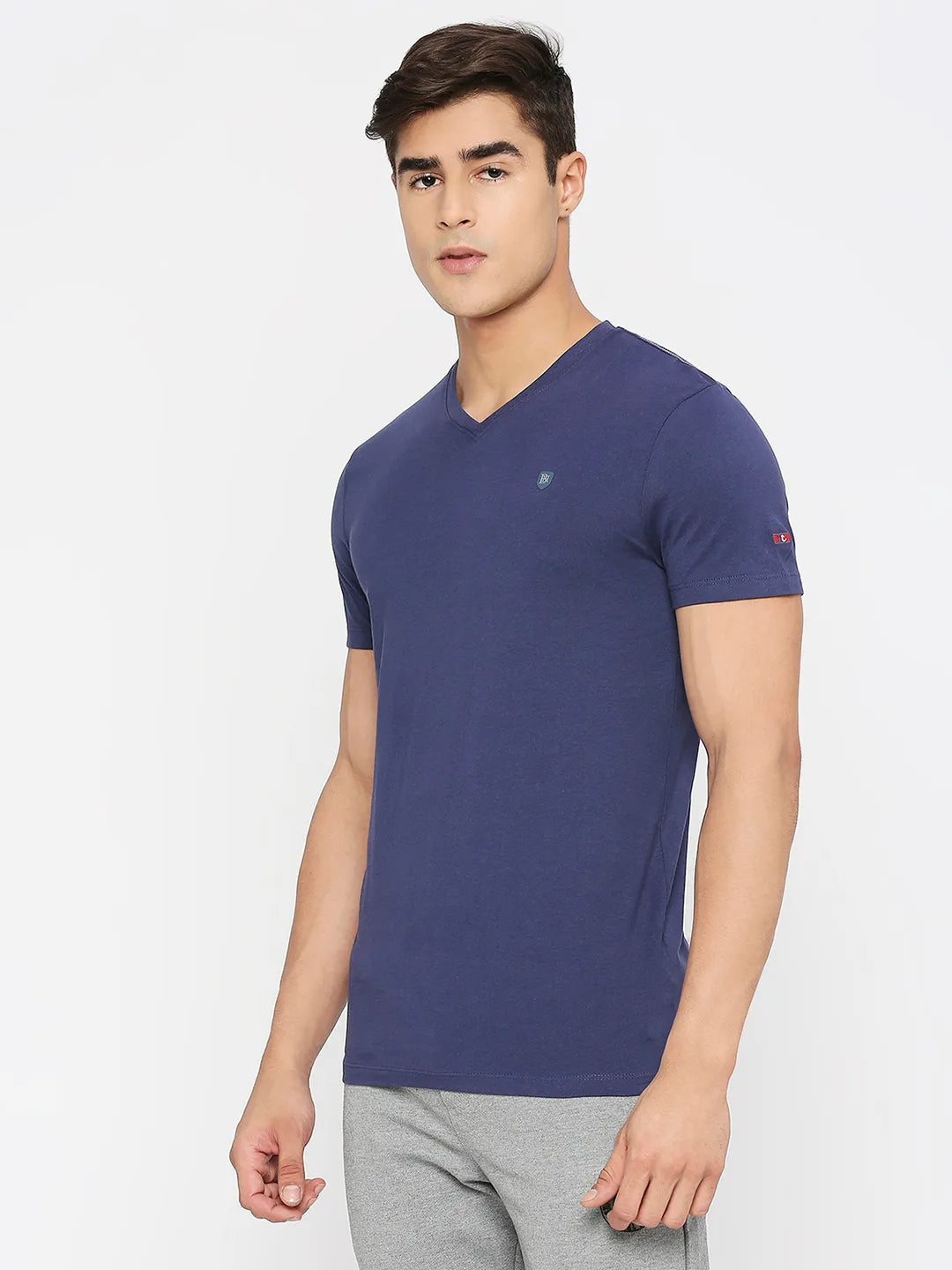 Navy Regular Fit V Neck Men's T-Shirt by Being Human Clothing