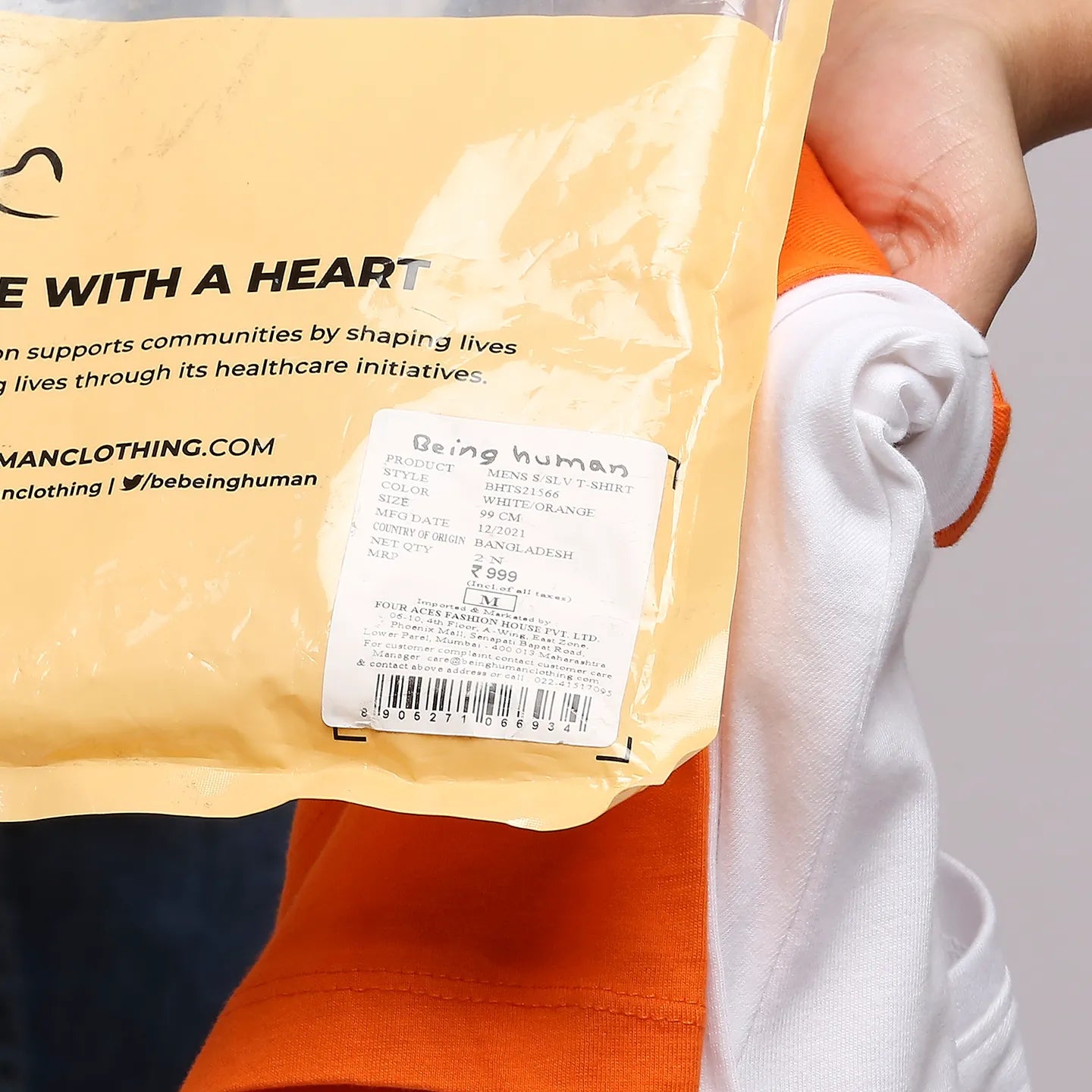 White Regular Fit Men's Short Sleeves T-Shirt by Being Human Clothing