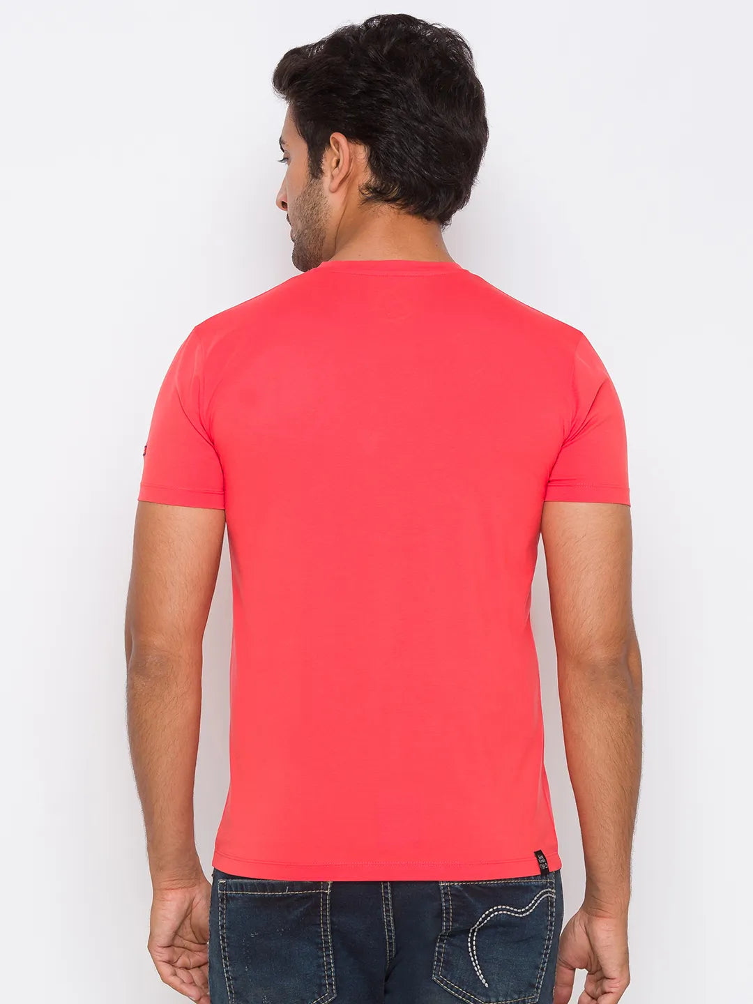 Orange Slim Fit Round Neck Men's T-Shirt by Being Human Clothing