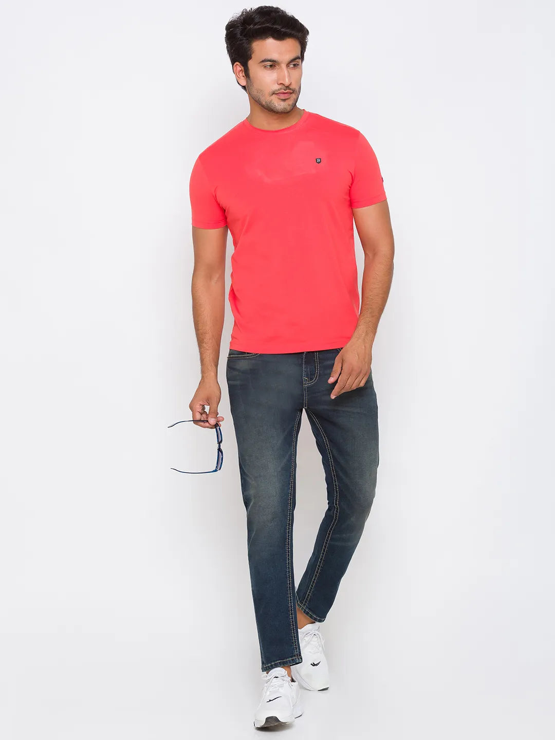 Orange Slim Fit Round Neck Men's T-Shirt by Being Human Clothing