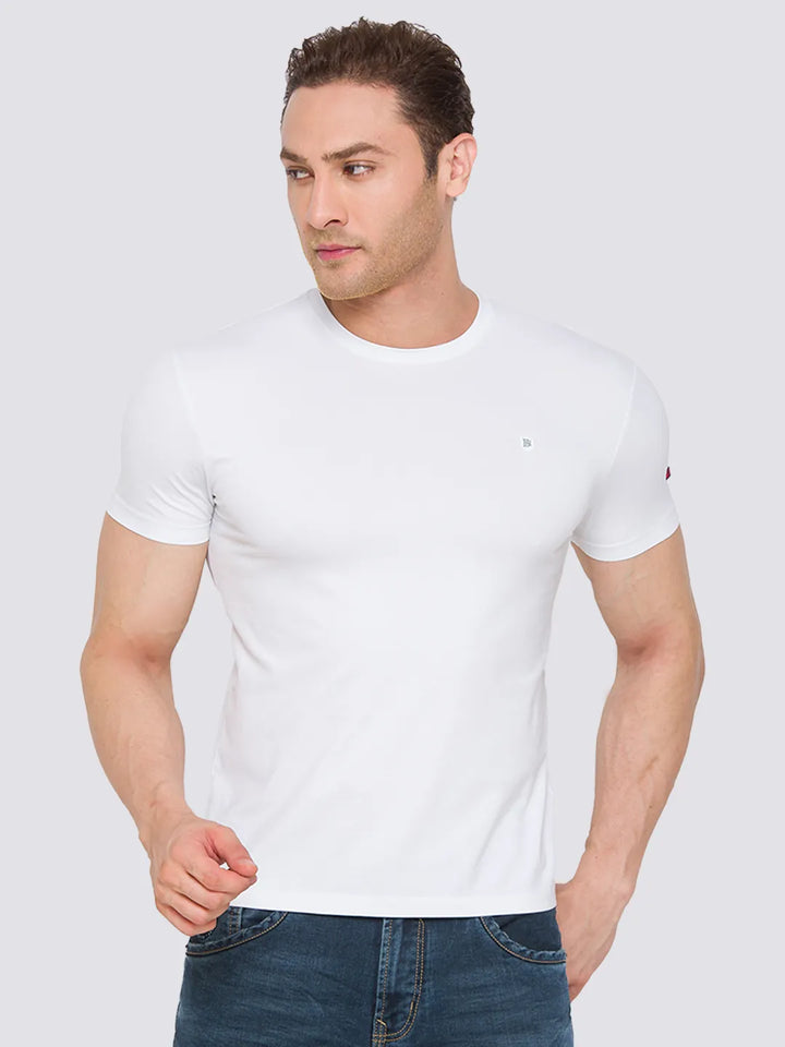 White Slim Fit Men's Short Sleeves T-Shirt by Being Human Clothing