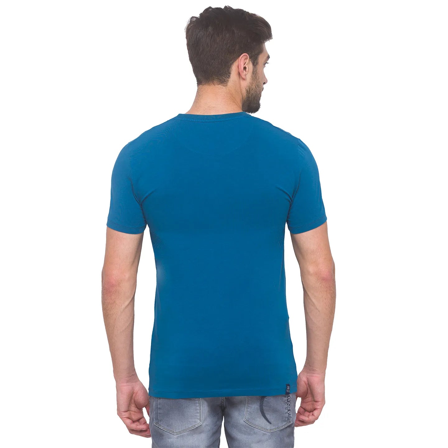 Marine Blue Slim Fit Round Neck Men's T-Shirt by Being Human Clothing