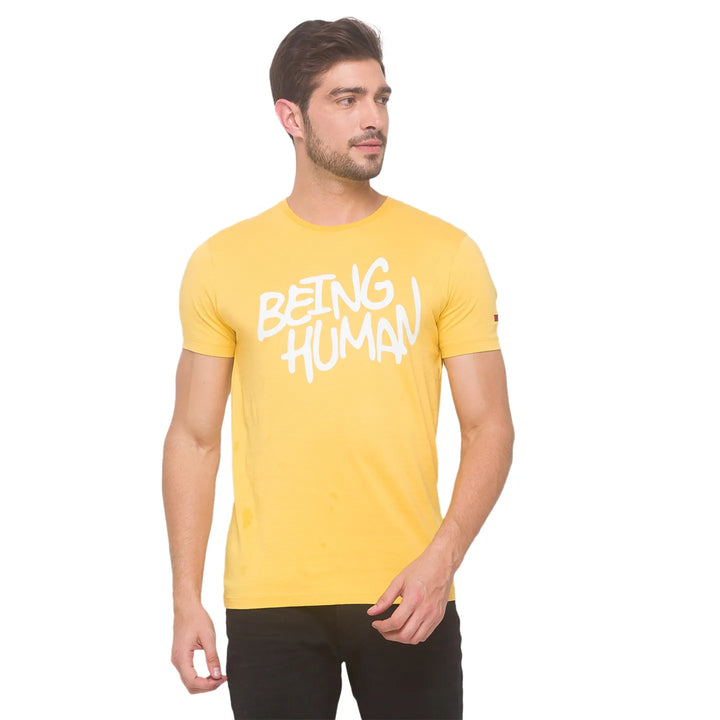 Yellow Regular Fit Men's Short Sleeves T-Shirt by Being Human Clothing