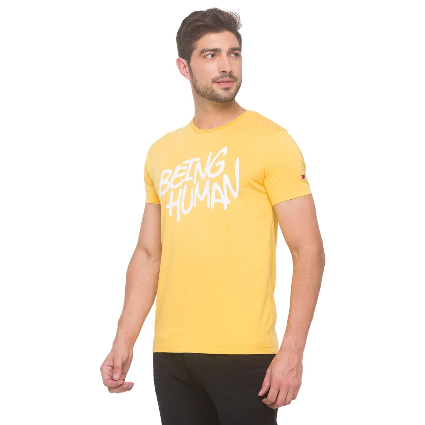 Yellow Regular Fit Men's Short Sleeves T-Shirt by Being Human Clothing