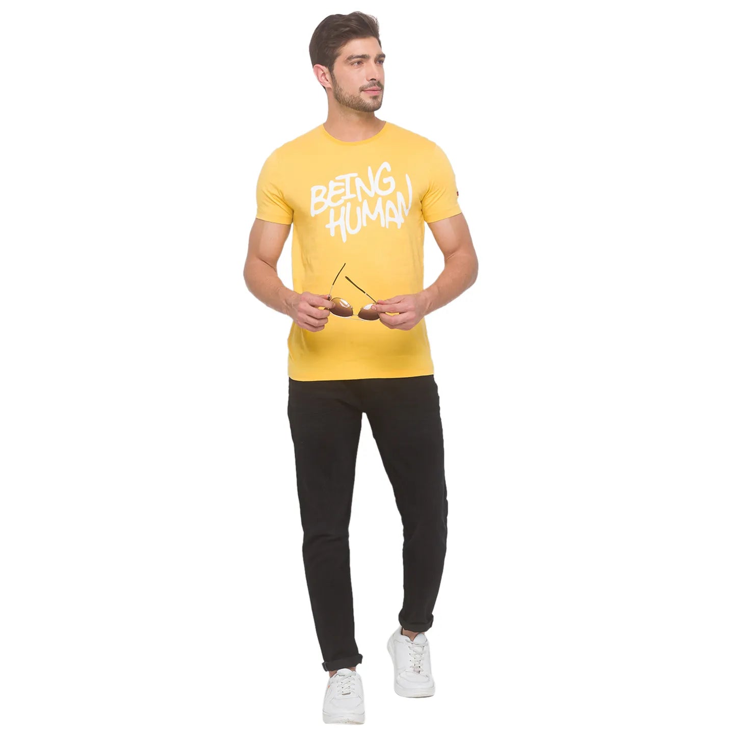 Yellow Regular Fit Men's Short Sleeves T-Shirt by Being Human Clothing