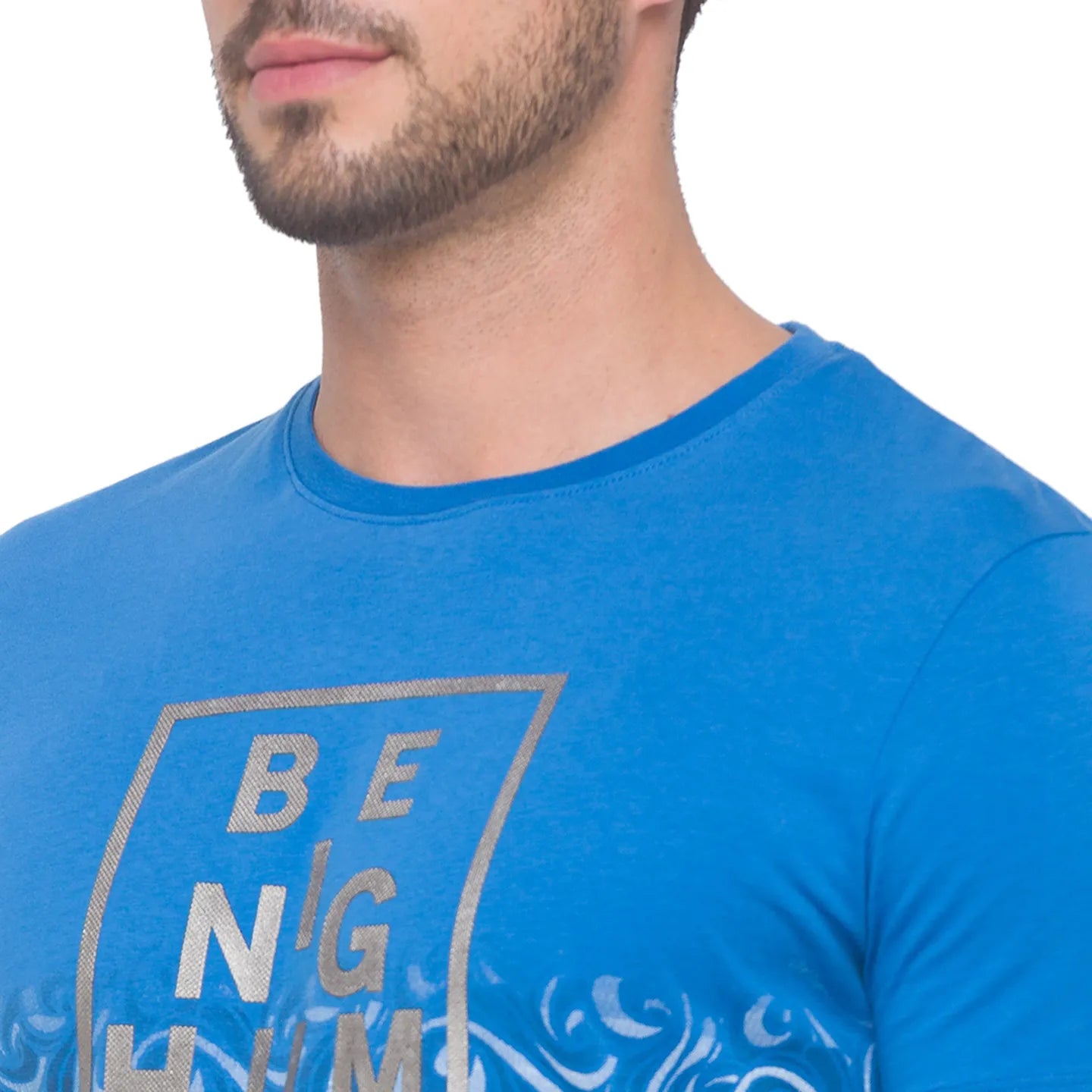 Being Human Clothing Men Slim Fit Crew Neck T-Shirts-Blue