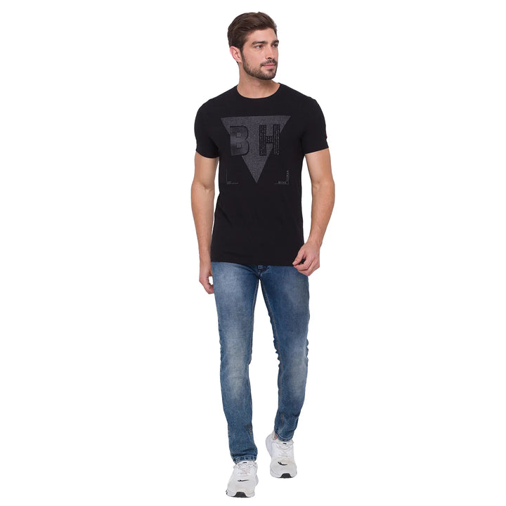 Black Slim Fit Men's Short Sleeves T-Shirt by Being Human Clothing