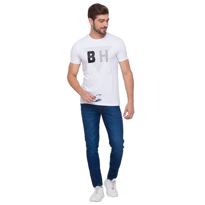 White Slim Fit Men's Short Sleeves T-Shirt by Being Human Clothing