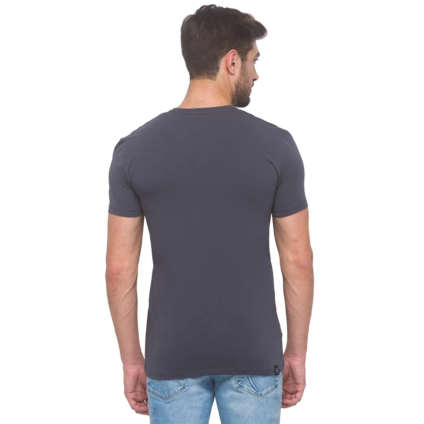 Being Human Clothing Men Slim Fit Crew Neck T-Shirts-Charcoal
