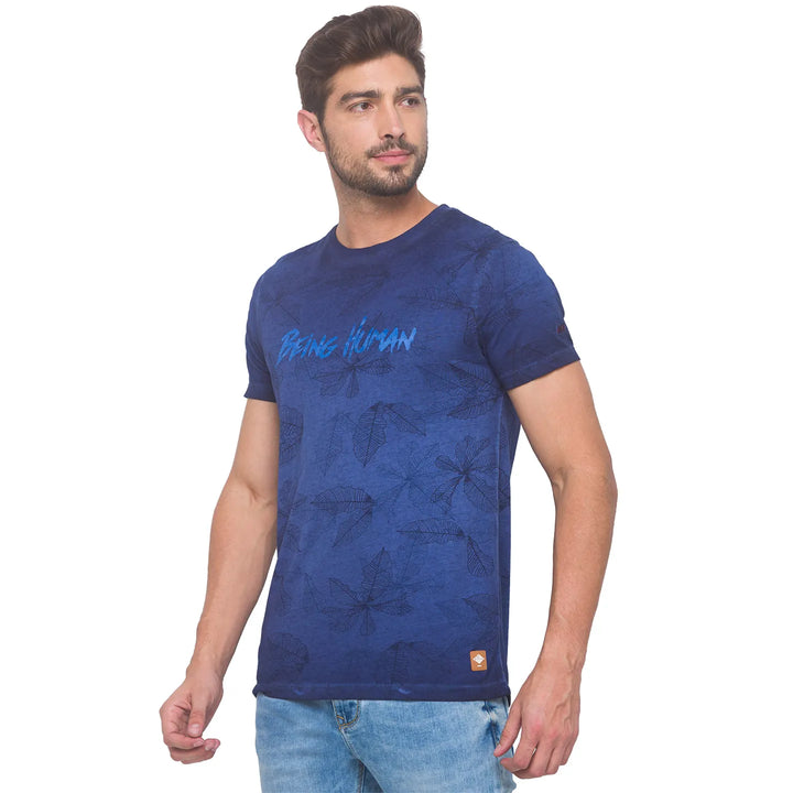 Navy Slim Fit Round Neck Men's T-Shirt by Being Human Clothing