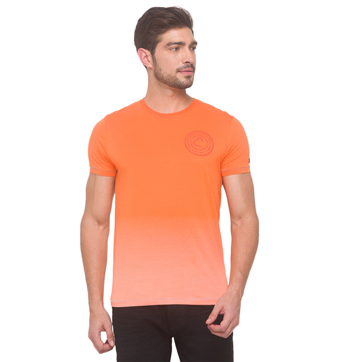 Orange Slim Fit Round Neck Men's T-shirt